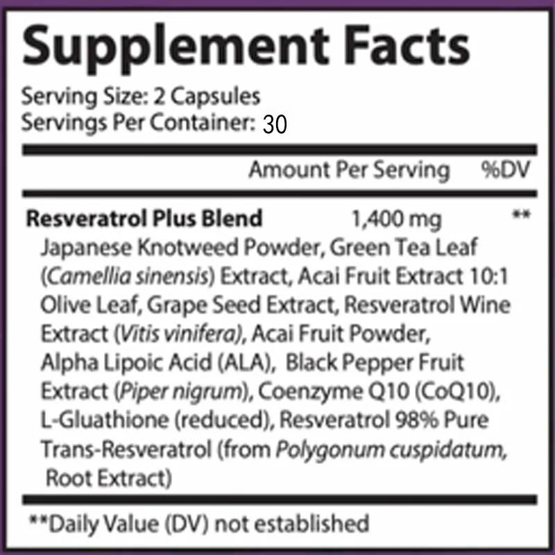 Advanced Resveratrol Complex -1400mg Antioxidant Supplement Containing Coenzyme Q10, L-Glutathione, Alpha Lipoic Acid