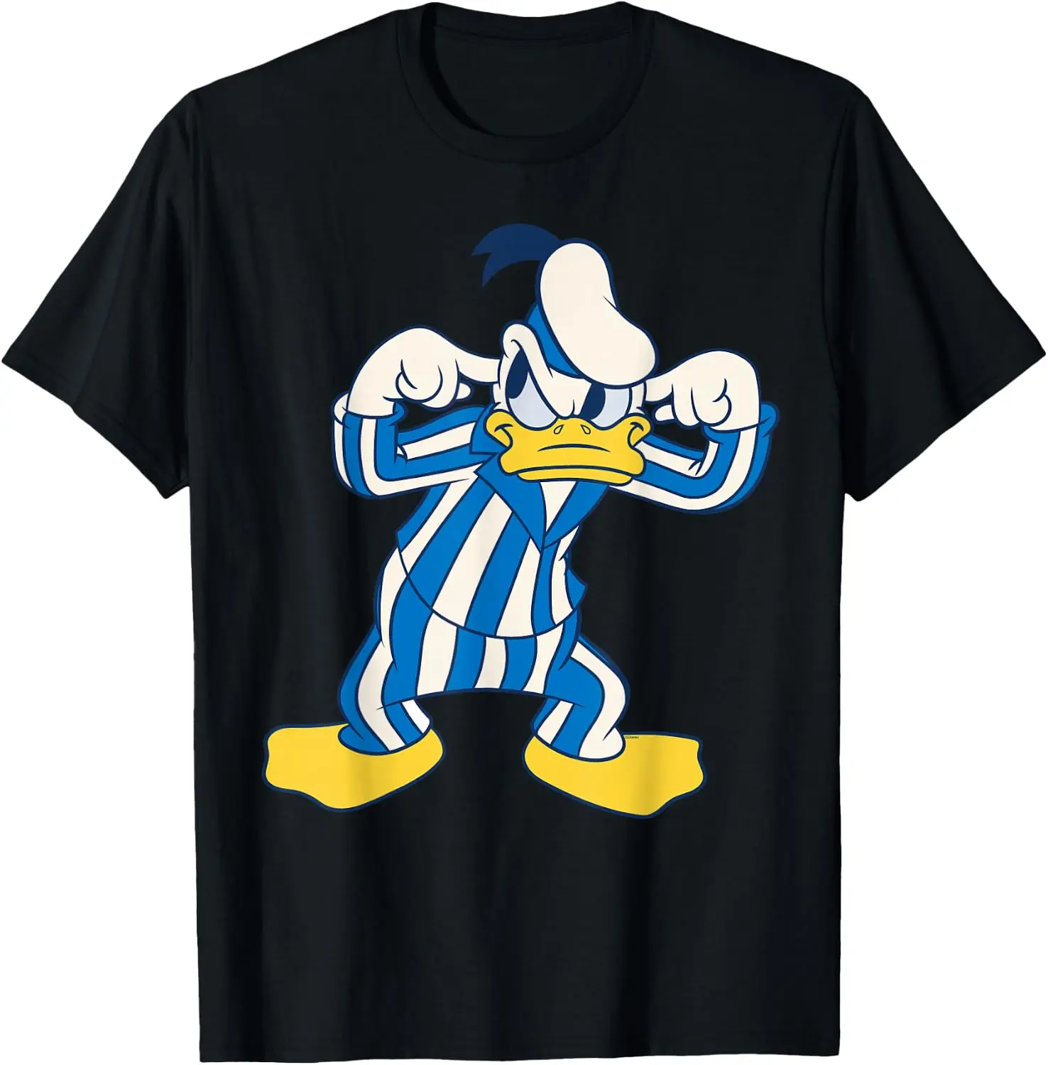 Donald Duck Striped Pajamas Slumber Party Pjs Pose T-Shirt 100% Cotton Trendy Y2K Short-Sleeve Tee-Soft, Quick-Drying,