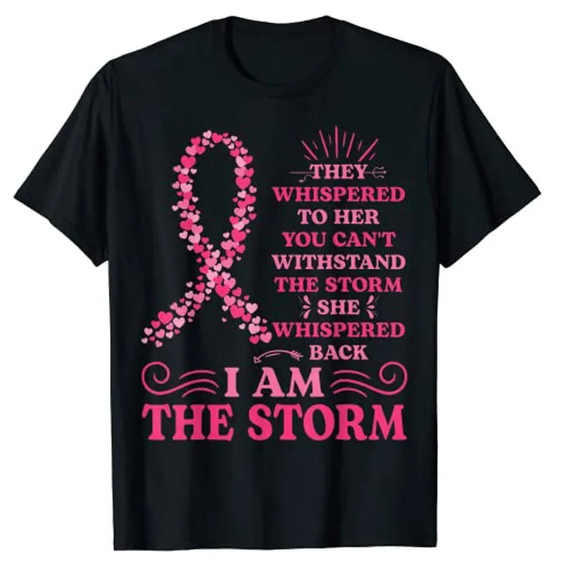 Sayings Quote Graphic Tee Tops Aesthetic Clothes Healthy Gift Idea Pink Ribbon Women Breast Cancer TShirt