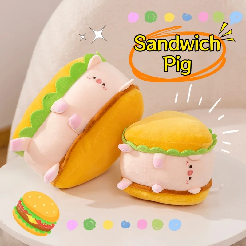 

Kawaii Sandwich Pig Plush Toy Soft Fluffy Cartoon Bread Piggy Stuffed Pillow Cute Sofa Cushion Home Decor Girls Birthday Gifts