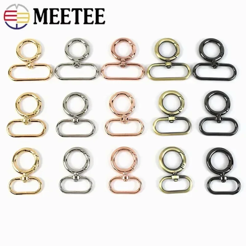 5-20Pcs Metal O Ring Buckles for Bag Strap 20-38mm Swivel Spring Clasp Dog Collar Keychain Snap Hooks DIY Hardware Accessories