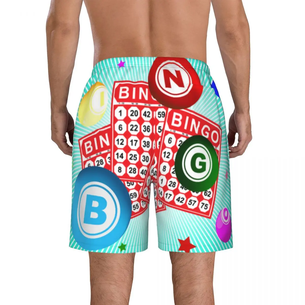 رسم توضيحي لبطاقة البنغو وشورتات الكرة على الشاطئ وملابس السباحة وسراويل ركوب الأمواج وشورتات ملابس السباحة