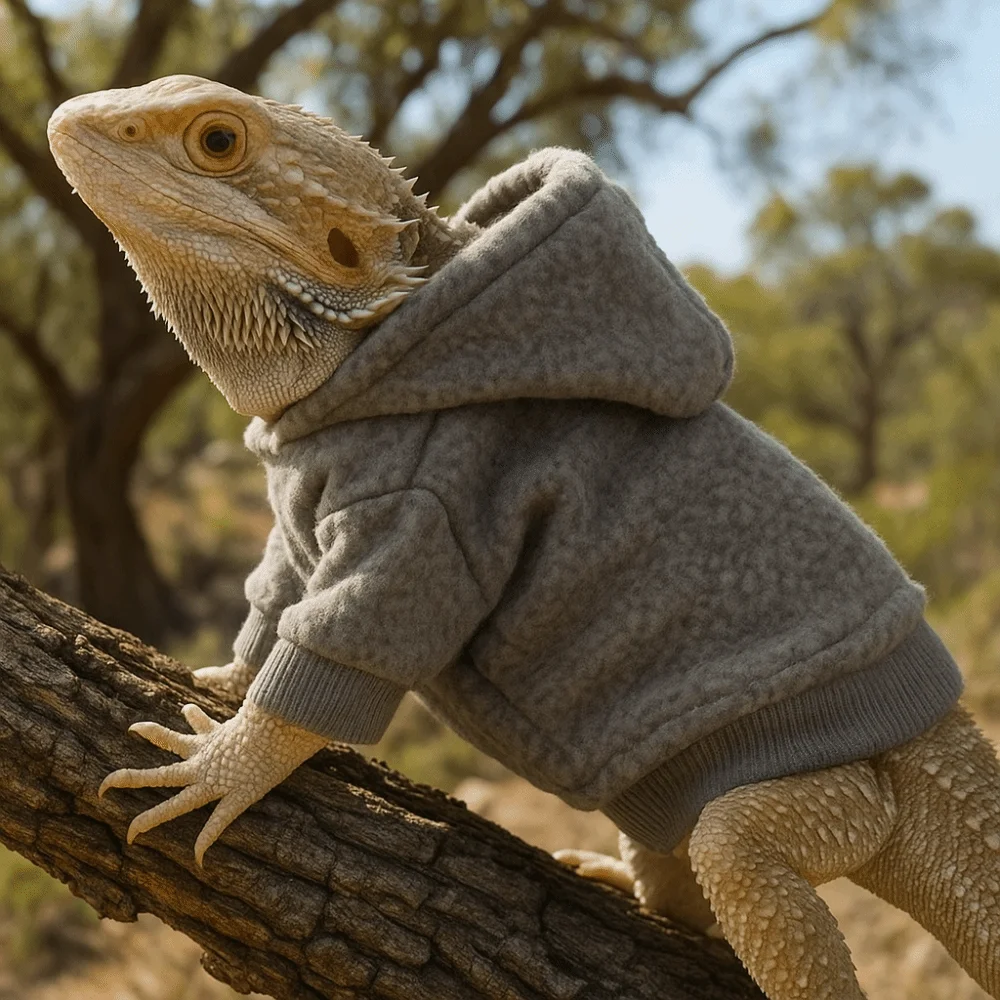Ferret Hoodie Warm Lizards Clothes Solid Color Windproof Lizard Harness Vest Soft Bearded Dragon Hoodie Pet Show