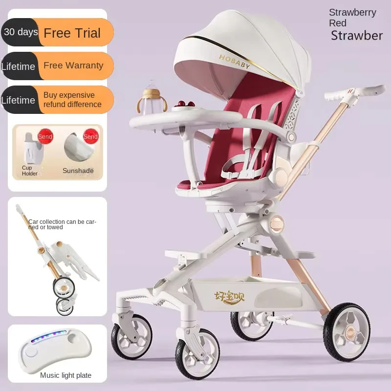 

Travel Stroller High Landscape Lightweight Folding Newborn Two-way Swivel Seat Adjustable Shock Absorption Baby Stroller