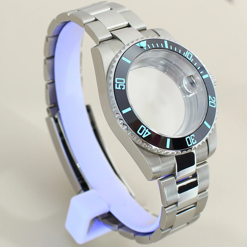 Waterproof 40mm Watch Case Slide Buckle Bracelet Sapphire For ETA 2824 PT5000 NH35 NH36 8215 Movement C3 Bezel Submariner Case