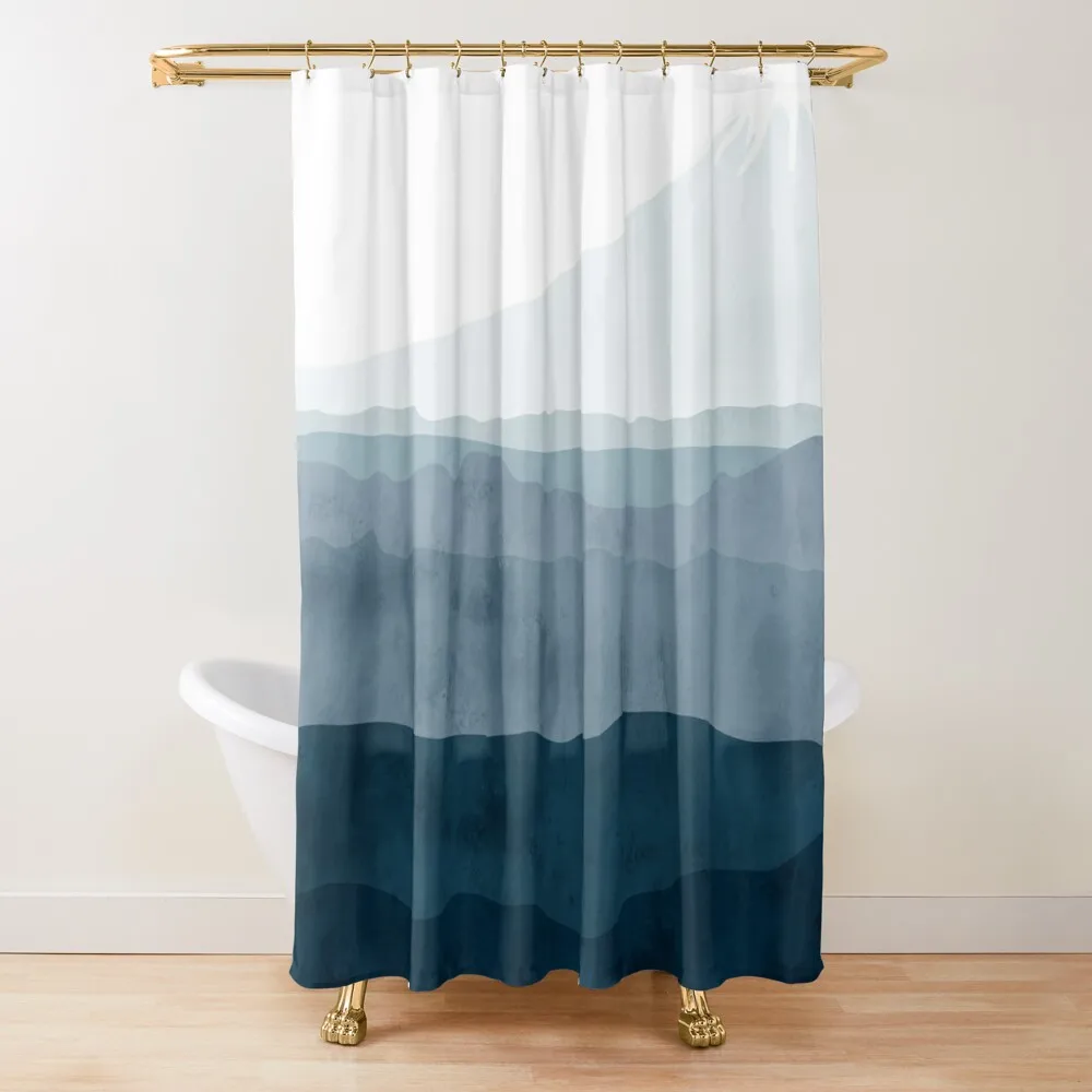 

Indigo Mountains Watercolor Shower Curtain Modern Bathroom Accessories For Bathrooms Shower For Bathroom Set Curtain