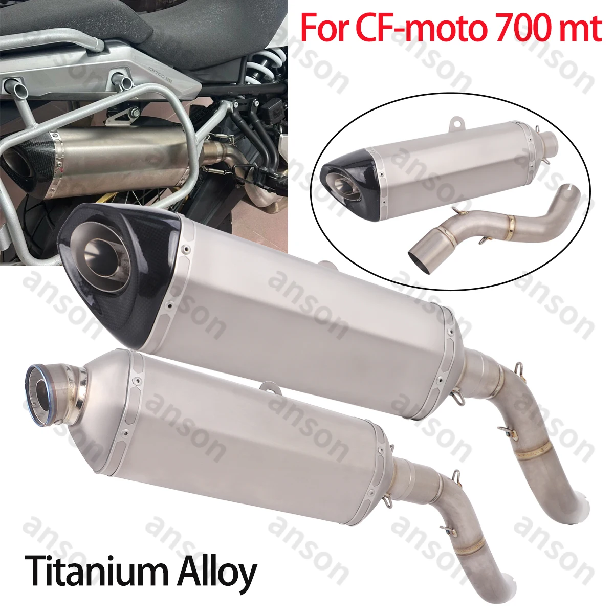 Escape Motorrad-Auspuffrohrsystem für CF-Moto 700MT Moto Schalldämpfer Mid Link Tube Modifizierter Schalldämpfer Link Middle Pipe Titan