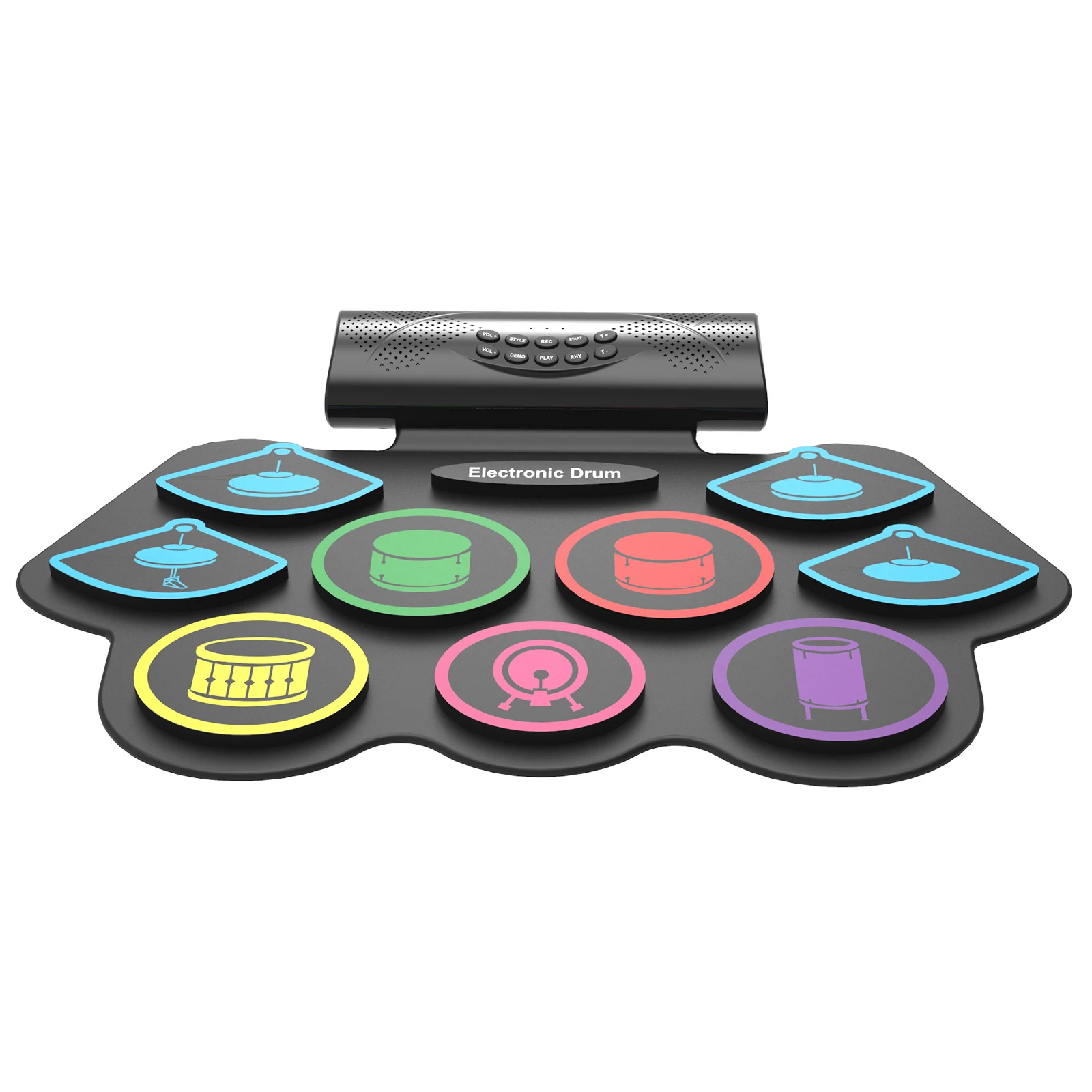 IRIN Electronic Drum Set Portable Hand Roll Drum Percussion Instrument Bluetooth MIDI Drum Pad with Dual Pedals Drumsticks