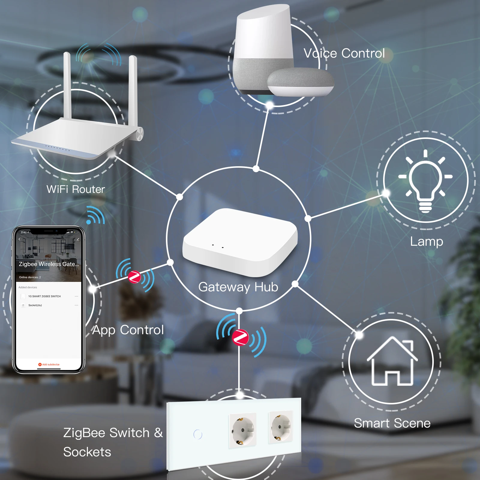 BSEED Zigbee interruttori a parete 1/2/3Gang 1/2/3Way Smart Touch Light switch controllo Wireless Tuya App con prese a muro Standard ue