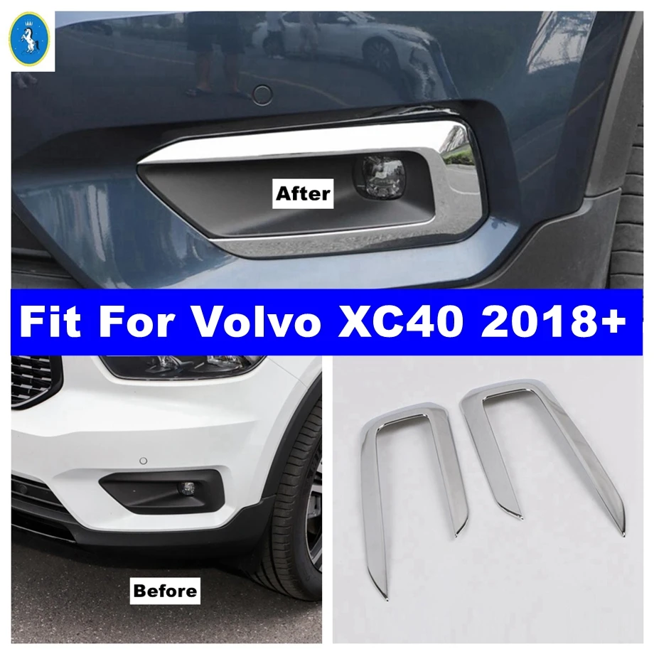 

Chrome Auto Exterior Front Fog Lights Lamp Foglight Decoration Cover Trim Frame Sticker Accessories For Volvo XC40 2018 - 2024