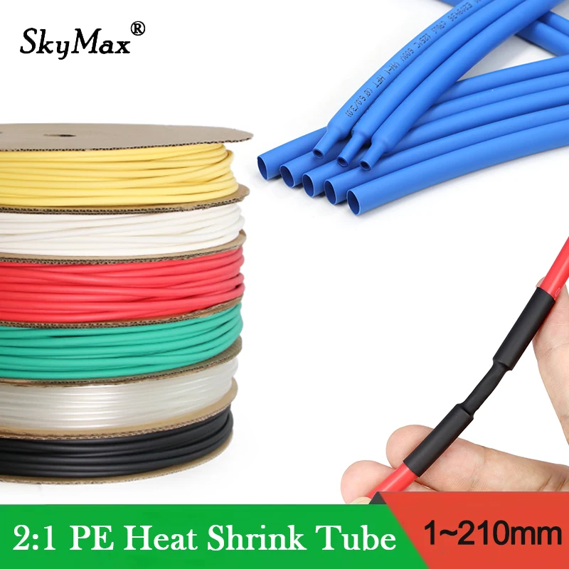 

2:1 Heat Shrink Tube 1~210mm Dia Colored Polyolefin Insulation Shrinkage Tubing Connection Electric Wire Protector Sleeve1Meter