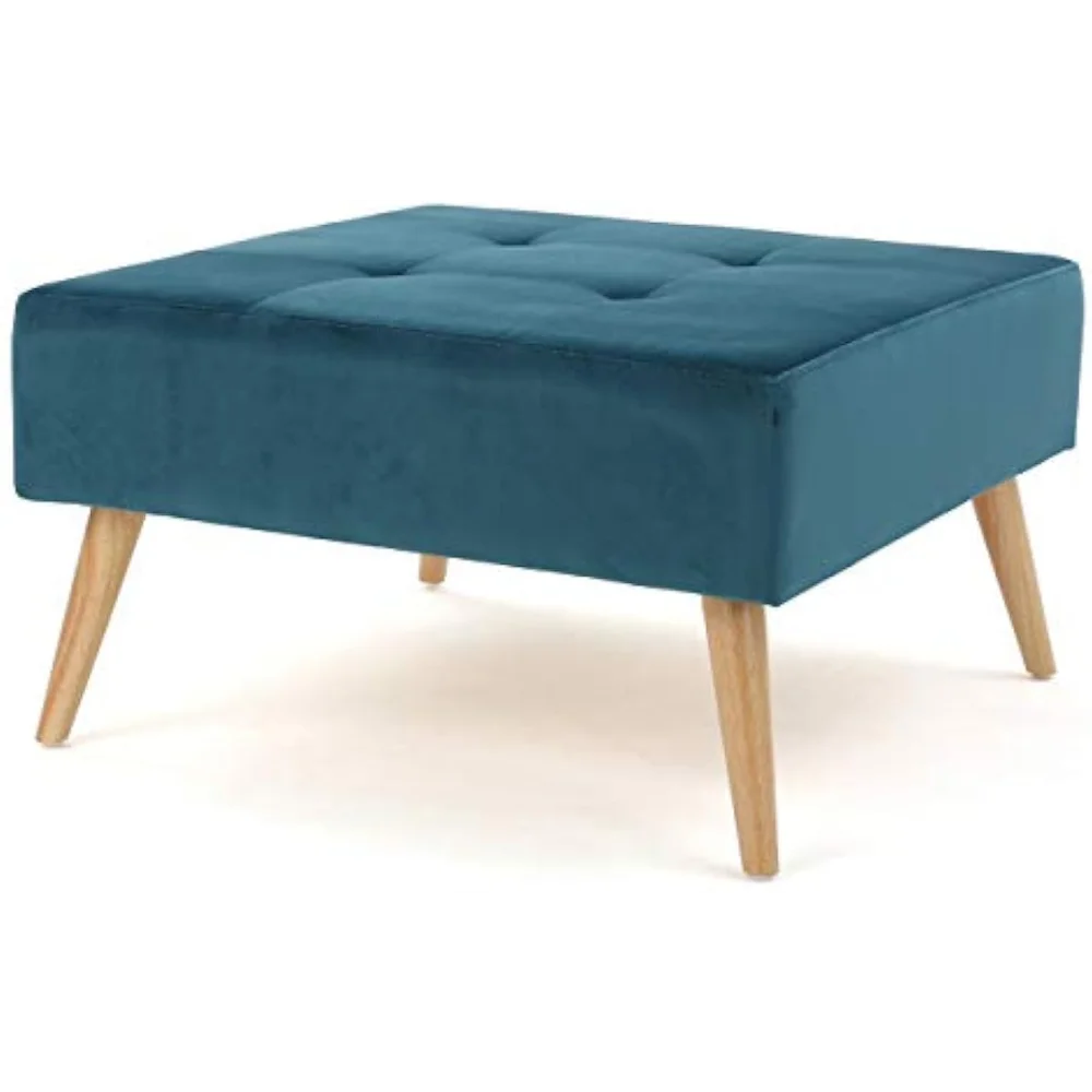 

Omry Velvet Upholstered Tufted Ottoman, Square Pouf Ottoman, End-of-bed Footstool for Bedroom, Living Room Modern Side Table