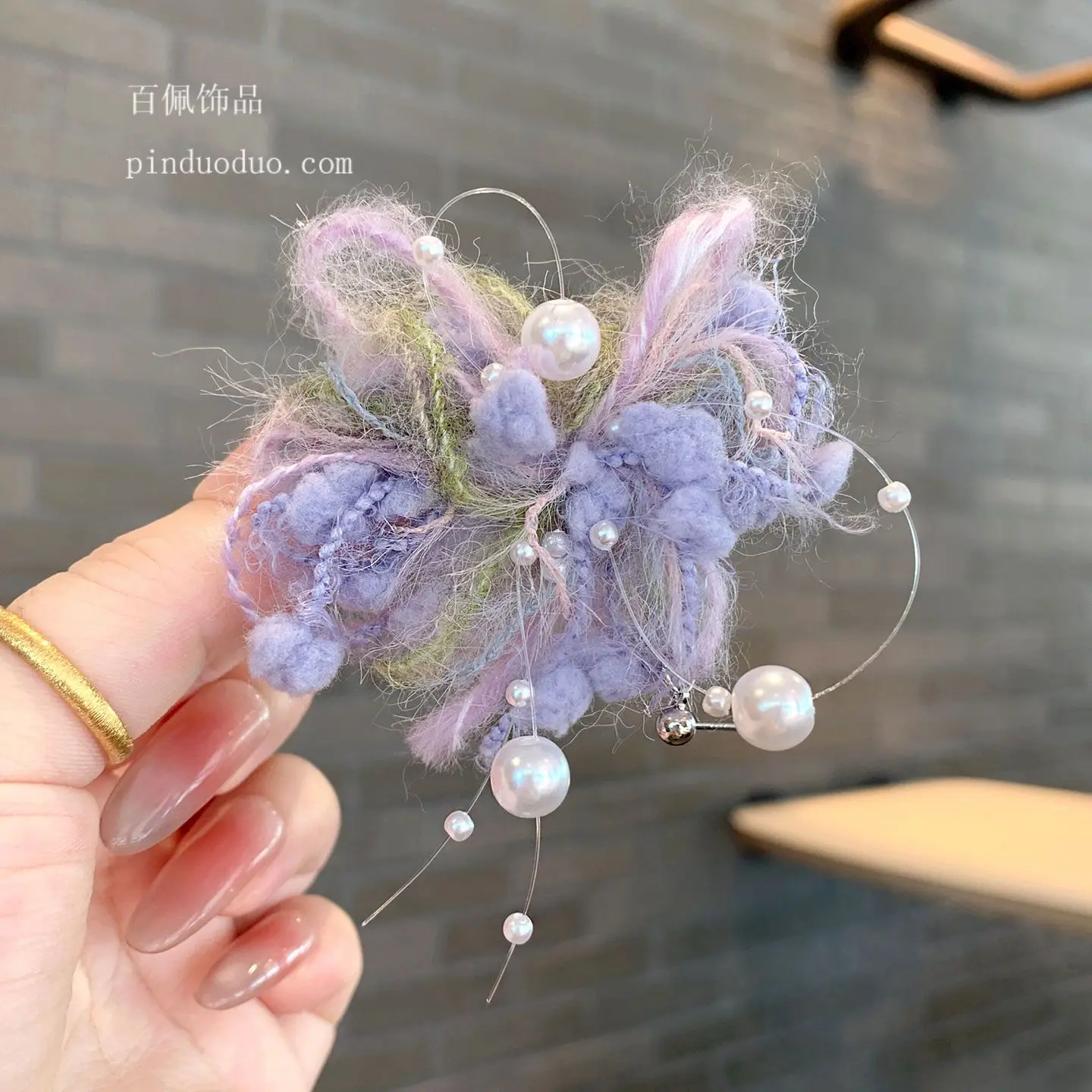 1/2pcs Cute Knitted Butterfly Hair Clip Fairy Like Plush Colorful Flower Tassel Side Fringe Bangs Clip Girl Atmosphere Headpiece