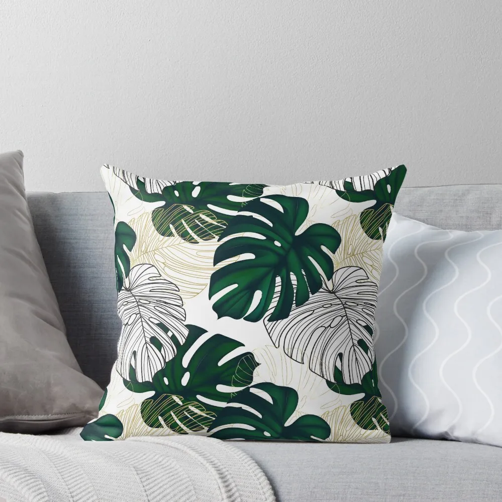 

Monstera gold line art Throw Pillow New year Decorative Cushions For Living Room luxury covers pillow