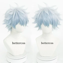 Amine Gintama Sakata Gintoki Cosplay Wig Silver Soul Short Gradient Color Heat Resistant Synthetic Costume Hair Wigs + Wig Cap