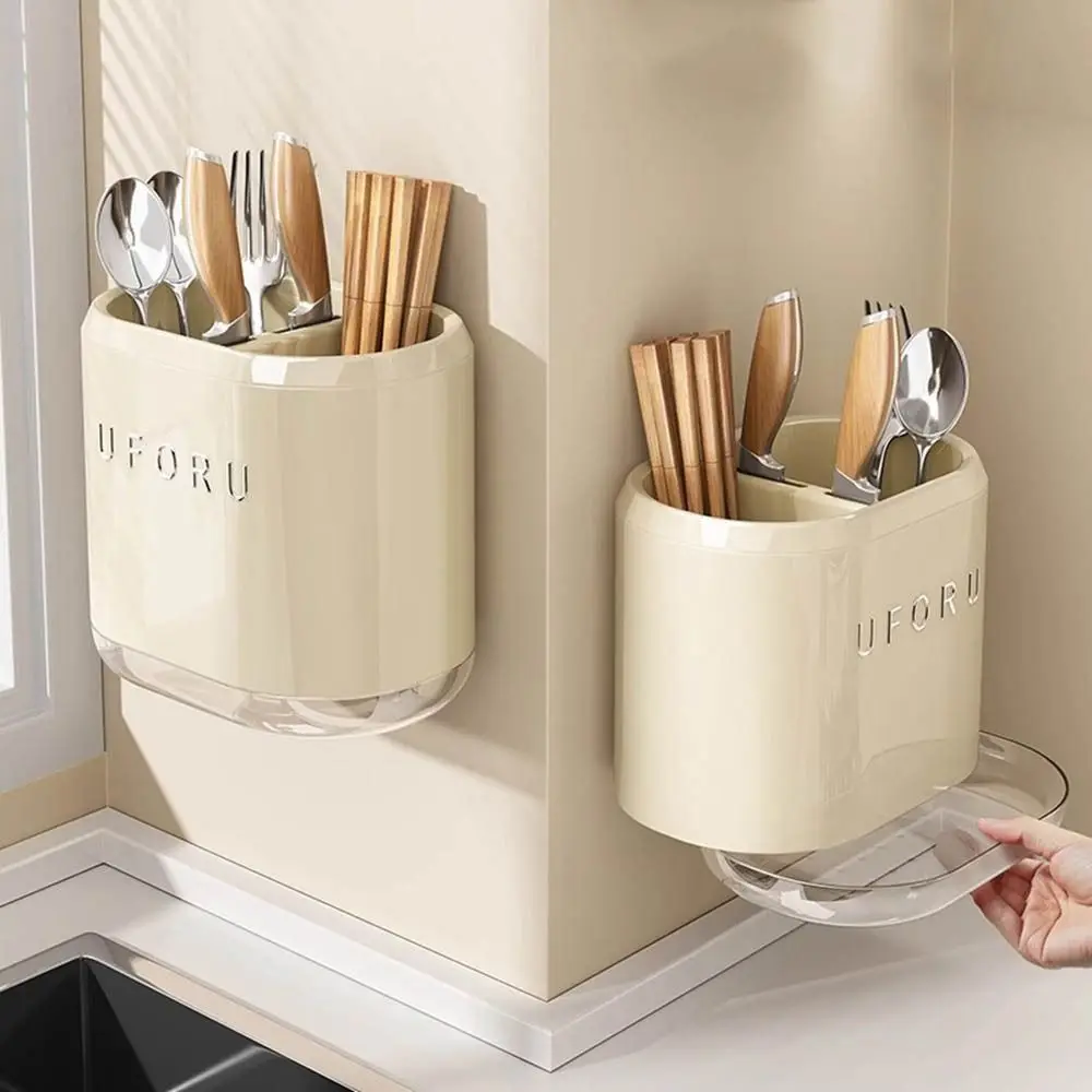 

Plastic Chopsticks Storage Box Large Capacity Wall Mounted Chopsticks Cage Drain Space Saving Chopsticks Holder Kitchen