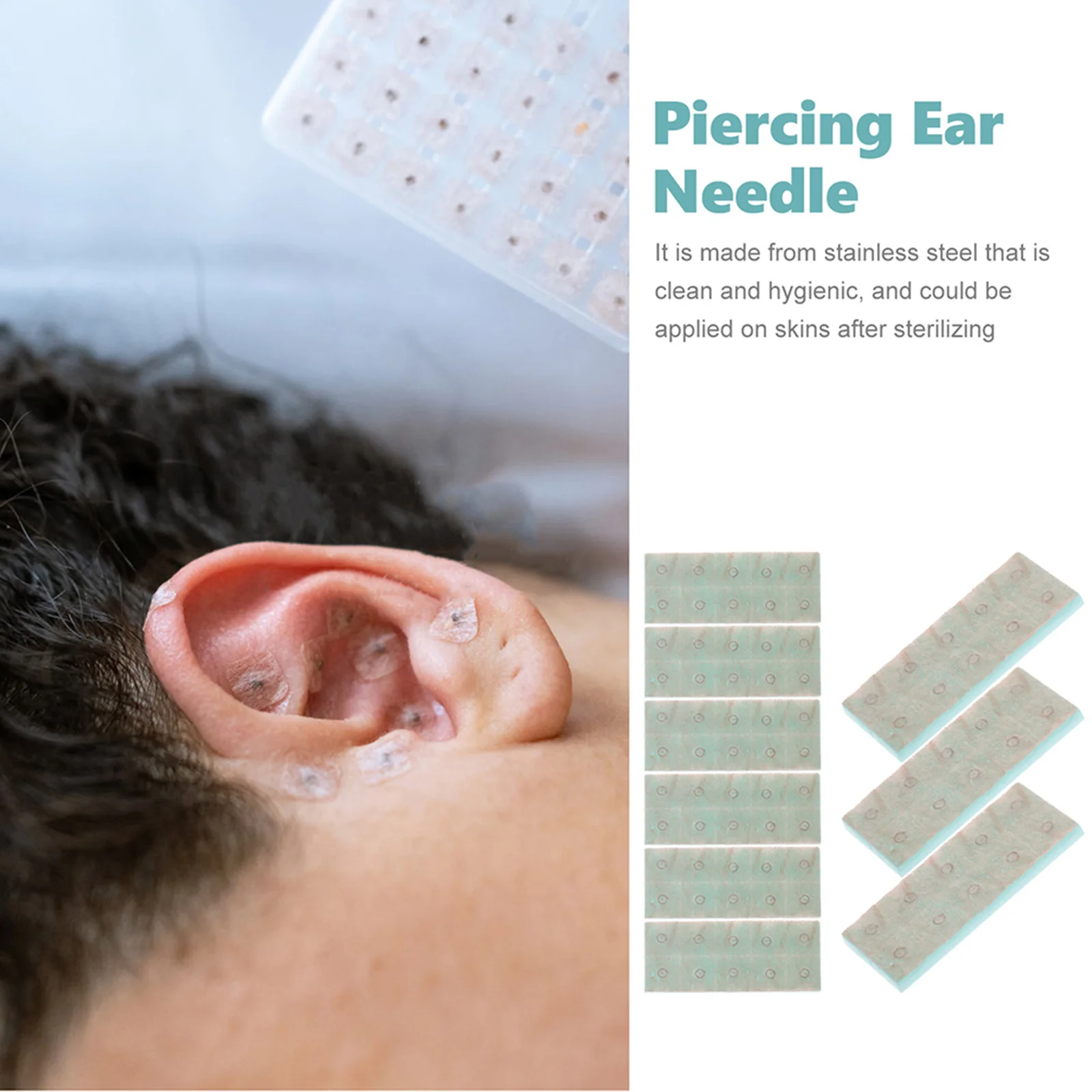 200 Pcs Auricular Stickers Decorative Ear Needle Piercing Needles Thumbtack Silver Safe