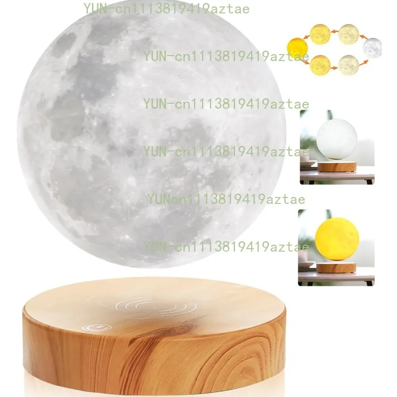 Levitating Moon Lamp Floating Spinning in Air Freely with 3D Printing Moon Light Has 3 Colors for Unique Gifts,Room Decor