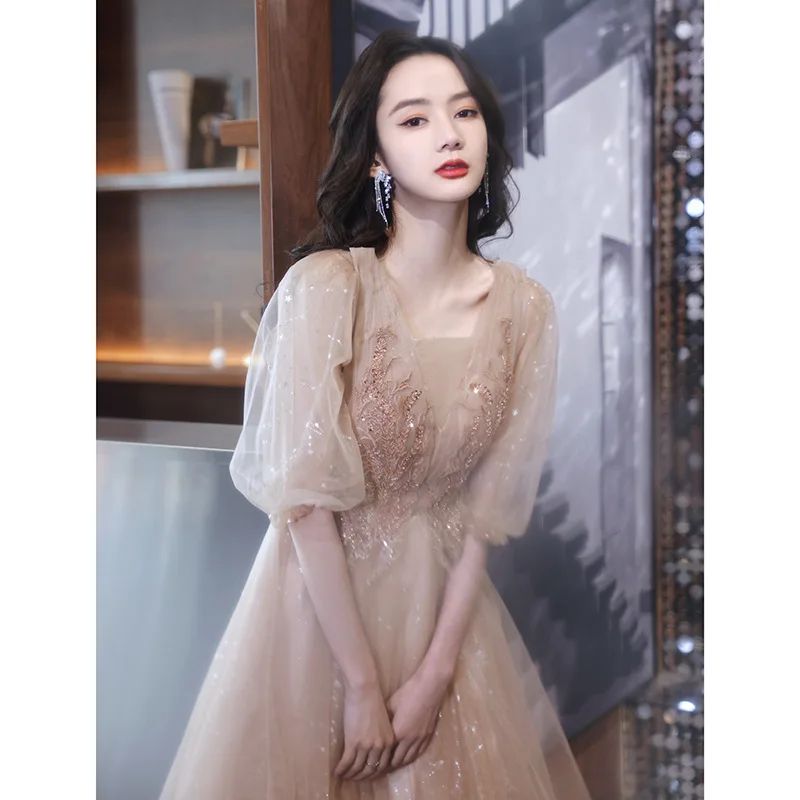 French Little Evening Female Light Luxury Minority High-End Champagne Bridesmaid Dress Socialite Fairy Noble Daily Style