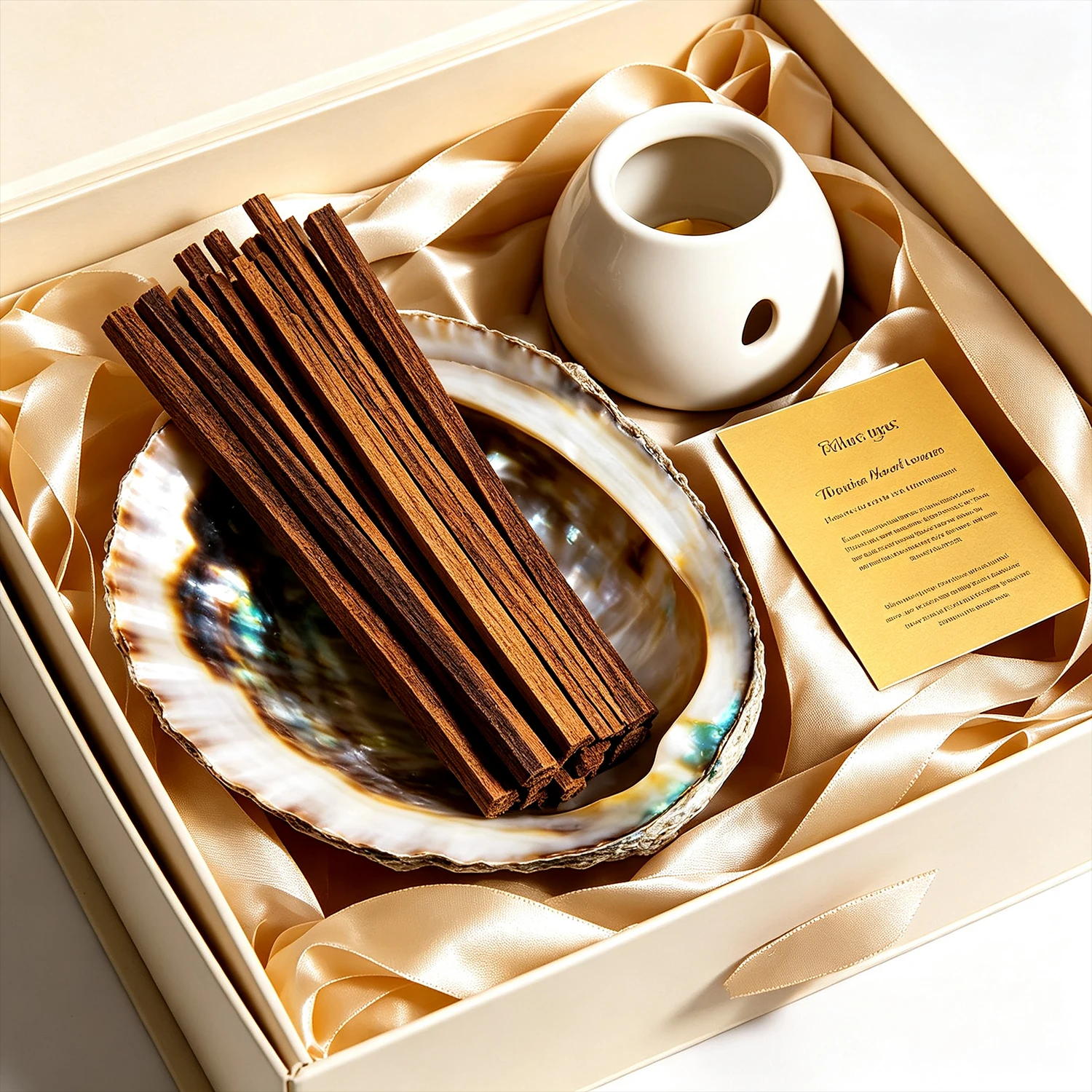 Natural Palo Santo Sticks Meditation Ritual Set with Ceramic Incense Burner Holder for Home Aroma Therapy Space Cleansing Spirit