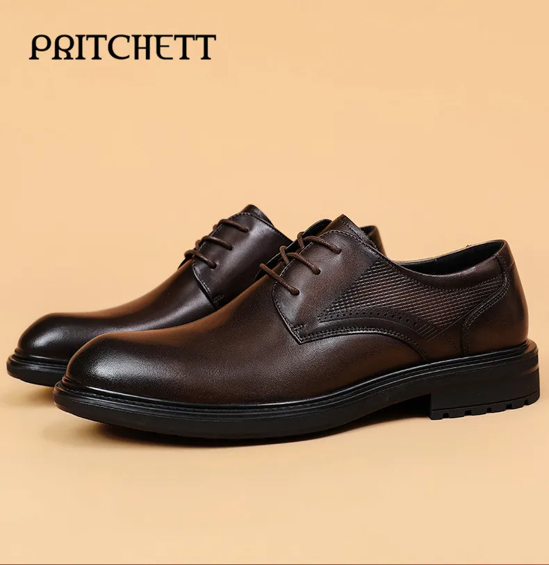 Autumn Lace-Up Derby Shoes New Genuine Leather Business Casual Leather Shoes Men's Formal Commuting Men's Leather Shoes