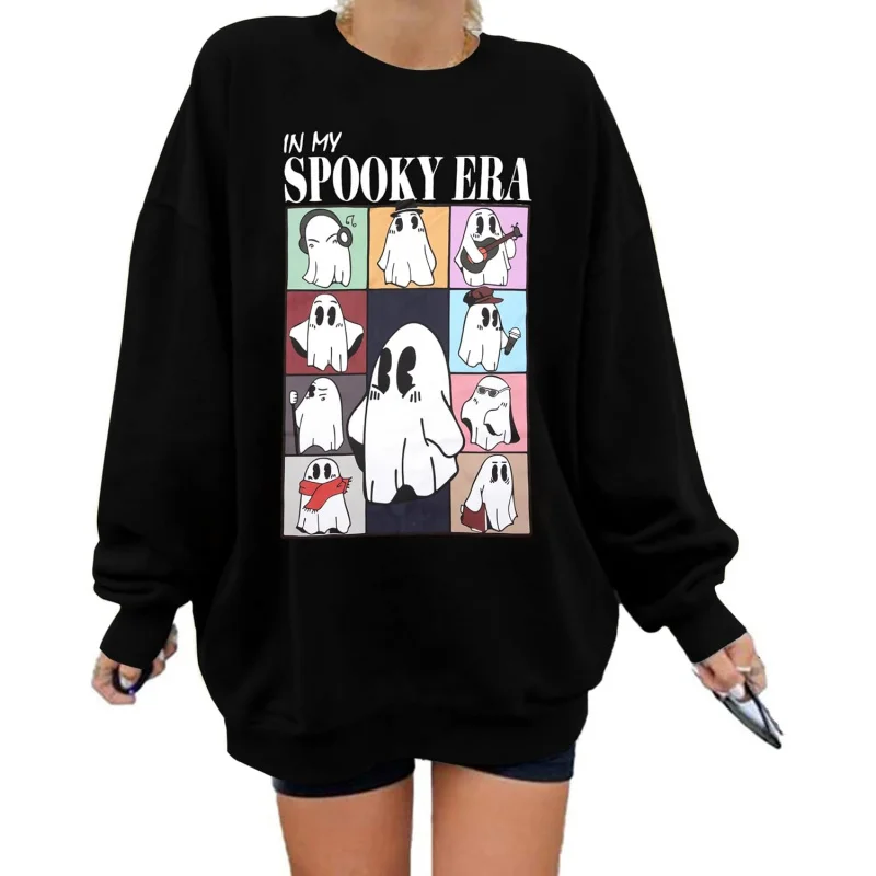 Halloween damessportkleding: My Spooky Era oversized sweatshirt Ghost trui met ronde hals