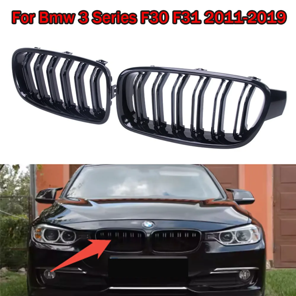 

Black Front Kidney Grille For Bmw 3 Series F30 F31 F35 2012-2018 Radiator Grill Double Bar Car Accessories