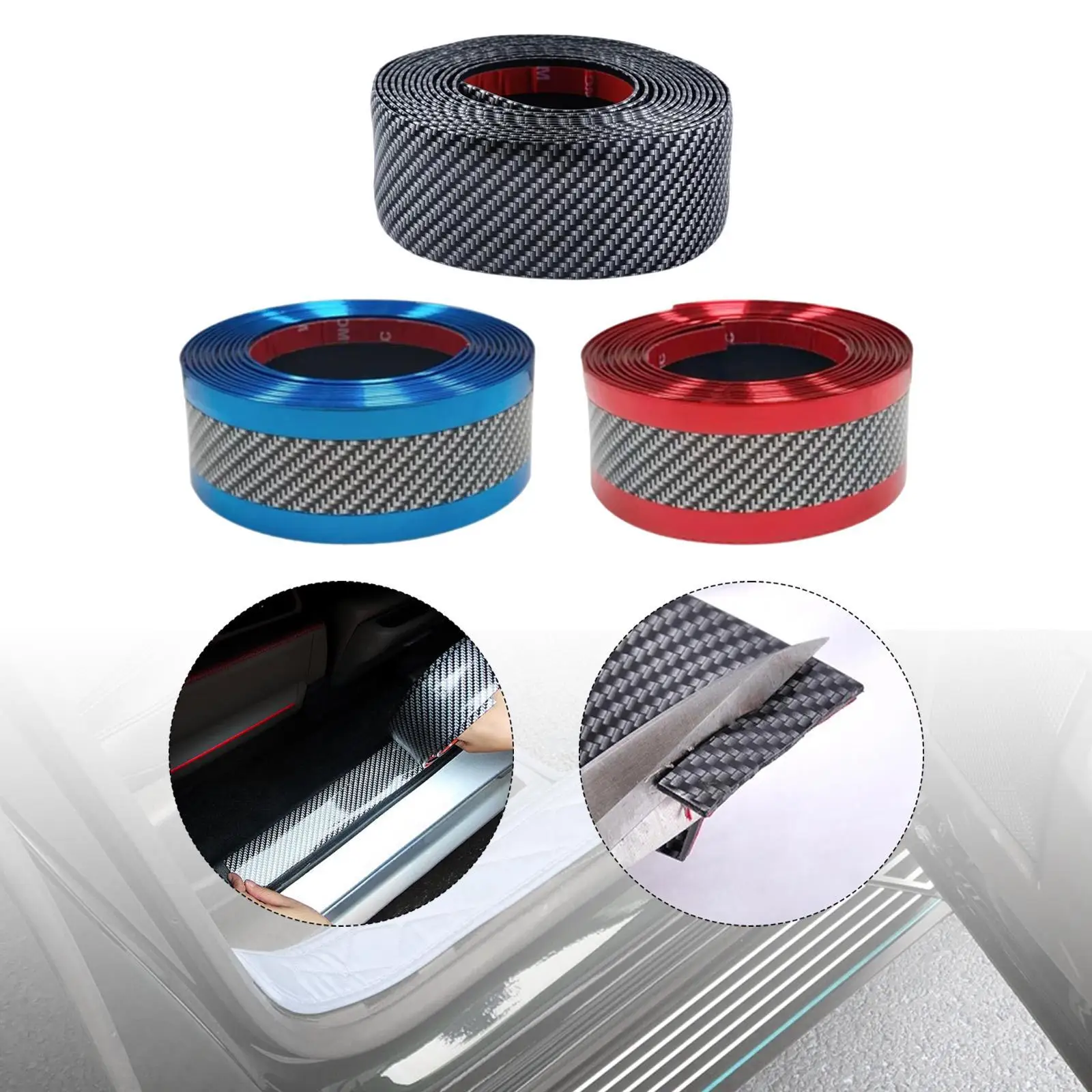Flexible Car Door Sill Protection Carbon Fiber Edge Guard Strip for Sedan SUV Truck Bumper Scuff Prevention