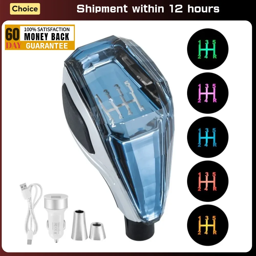 

Car Crystal Universal Modified Gear Shift Knob Lever Handball Multicolor LED Light for Toyota for Hyundai for Mazda for VW Etc