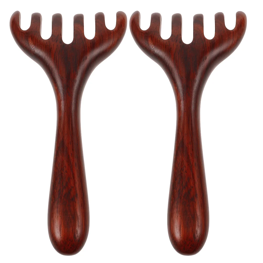 

2Pcs Wooden Massage Tool Long Handle Six Claw Design Foot Massager Meridian Circulation Stimulator Ergonomic Handheld Relaxation
