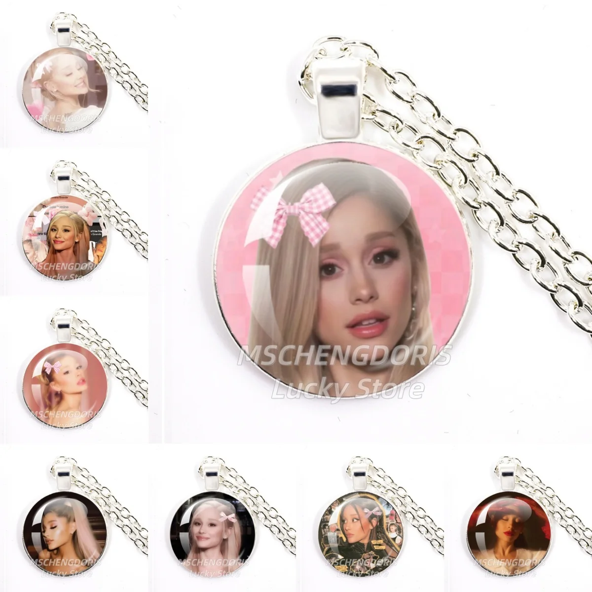 Singer A-Ariana G-Grande Meme Glass Pendant Necklace Charm Jewelry Fan Souvenir Collect Gift Accessories Jewelry Decoration Gift