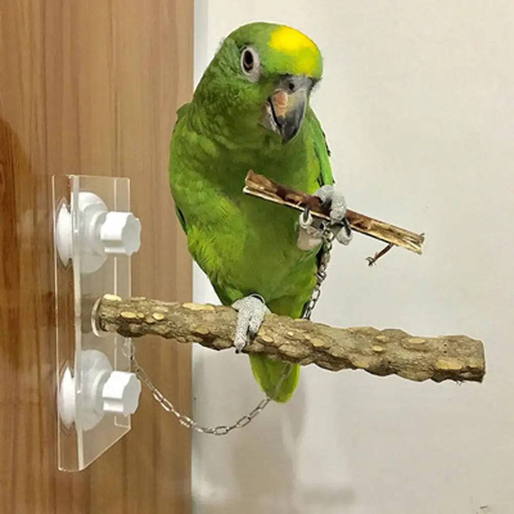 

High Quality Bird Parrot Wooden Standing Stick Rack Suction Cup Shower Perch Bar Rod Bathing Toy Pet Supply