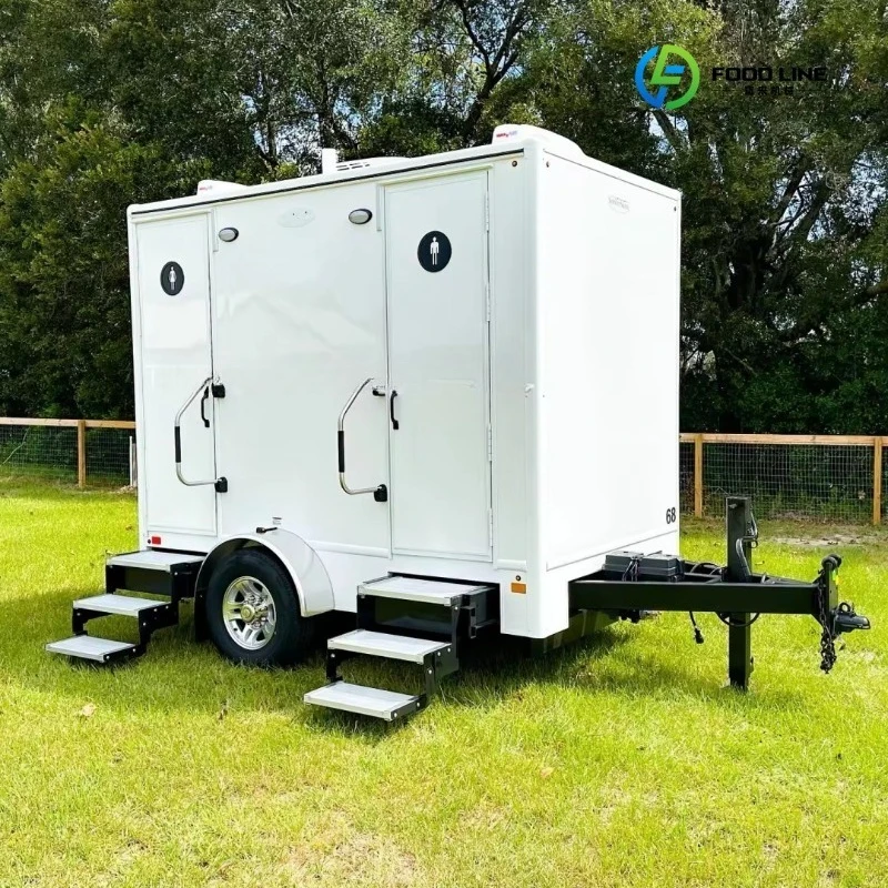 Factory Price Portable Toilet Trailer Mobile Outdoor Restroom Truck Custom Cheap White Toilet Trailer for Concert Customized