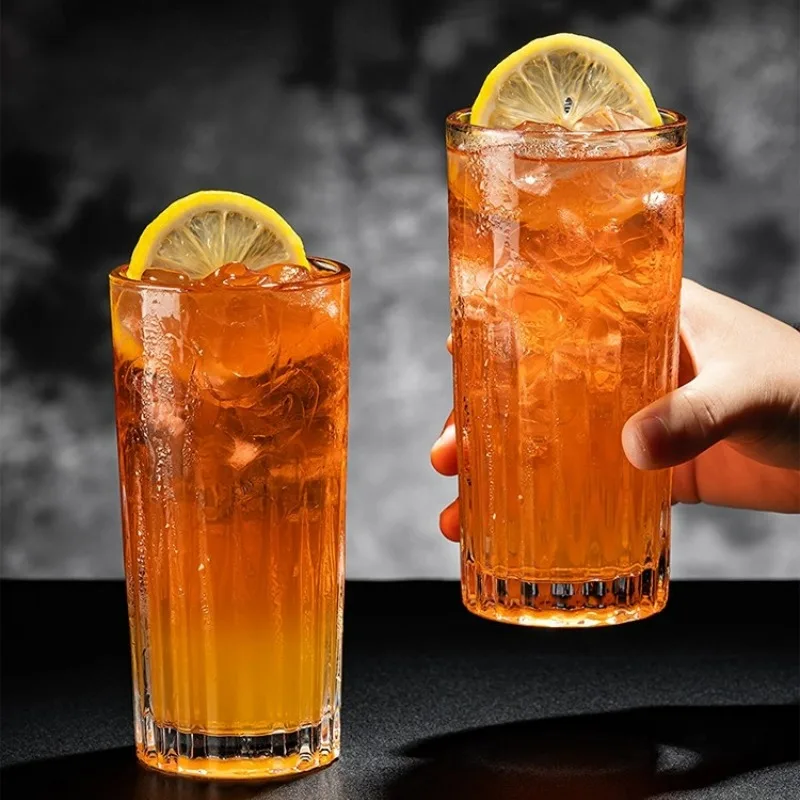Sword-Pattern Straight Glass Gin Tonic Glasses Cocktail Highball Collin Glass Cups Juice Mojito Cup Whiskey Bar Tool