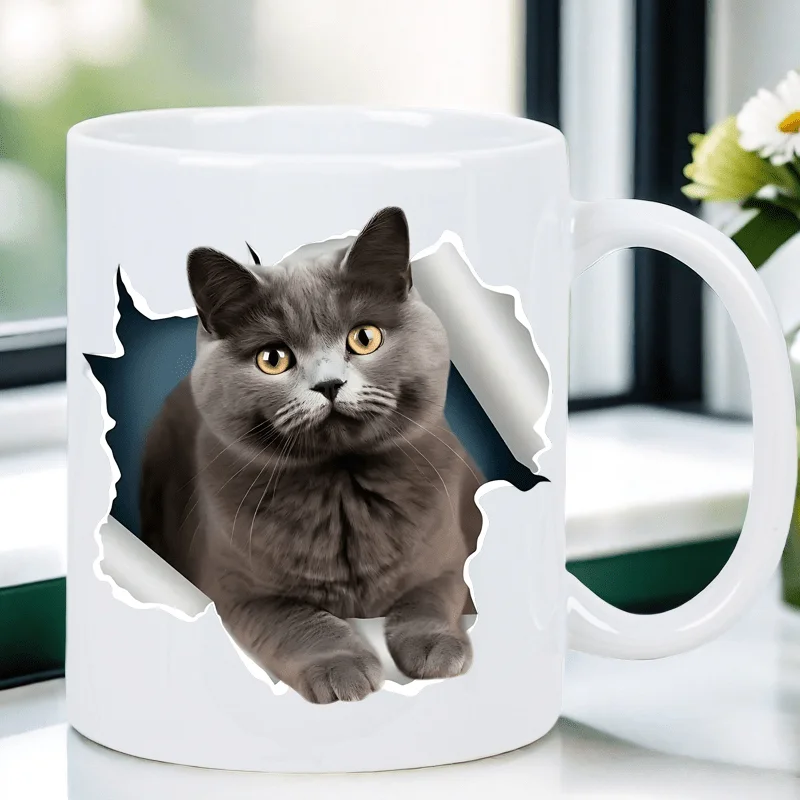 3D Cat Ceramic Mug with Realistic Cat Design, Perfect Gift for Cat Lovers and Everyday Use, Add a Touch of Fun to Your Day