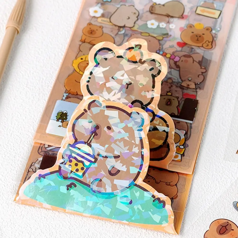 6 Pcs/Bag Cute Capybara Hand Ledger Stickers Creative Aesthetic Scrapbooking DIY Material Cartoon Animal Waterproof