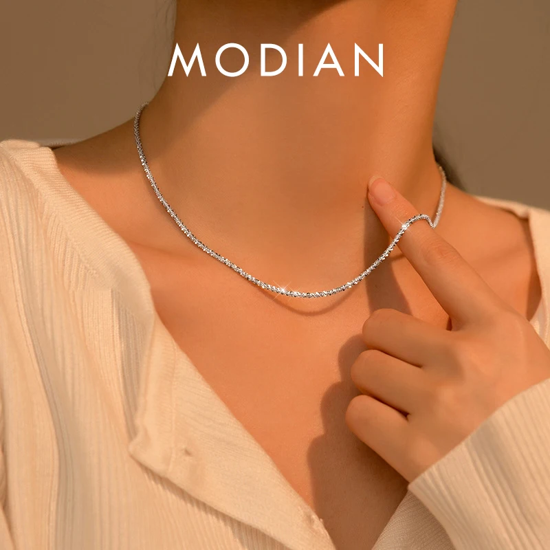 Modian Dazzling Simple Adjustable Necklace for Women Girls 925 Sterling Silver Luxury Brand Jewelry 2024 New Mode Accessories