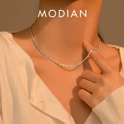 Modian Dazzling Simple Adjustable Necklace for Women Girls 925 Sterling Silver Luxury Brand Jewelry 2024 New Mode Accessories