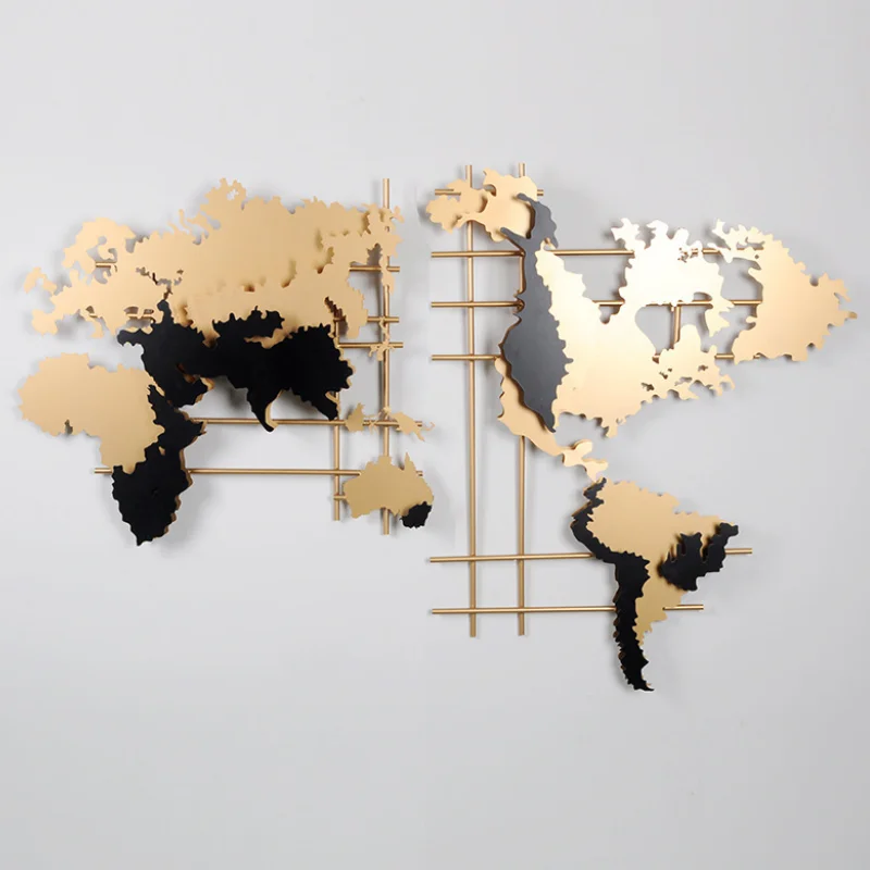 Model Room Soft Decoration Creative American European World Map Metal Wall Decoration Wall Hanging Jewelry