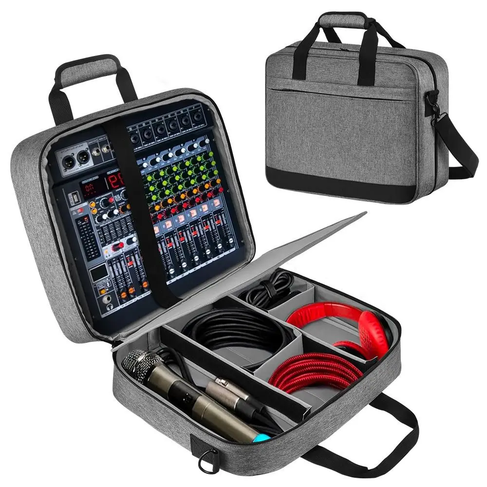 Large Capacity Audio Mixer Carrying Case Adjustable Storage Shoulder Starp Recording Equipment Bag Protective Padding Compact