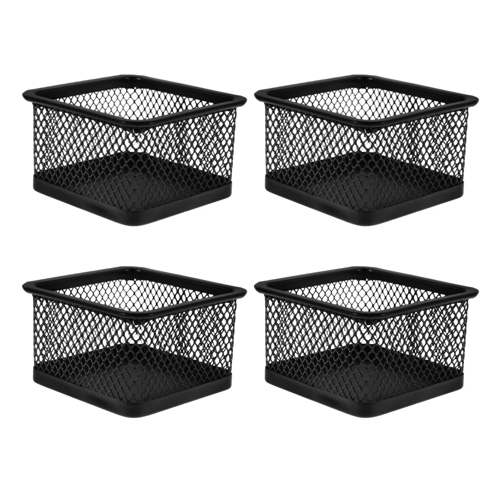 

4pcs Paper Clip Organizer Square Metal Mesh Desk Storage Box For Office Study Supplies Stationery Holder Container