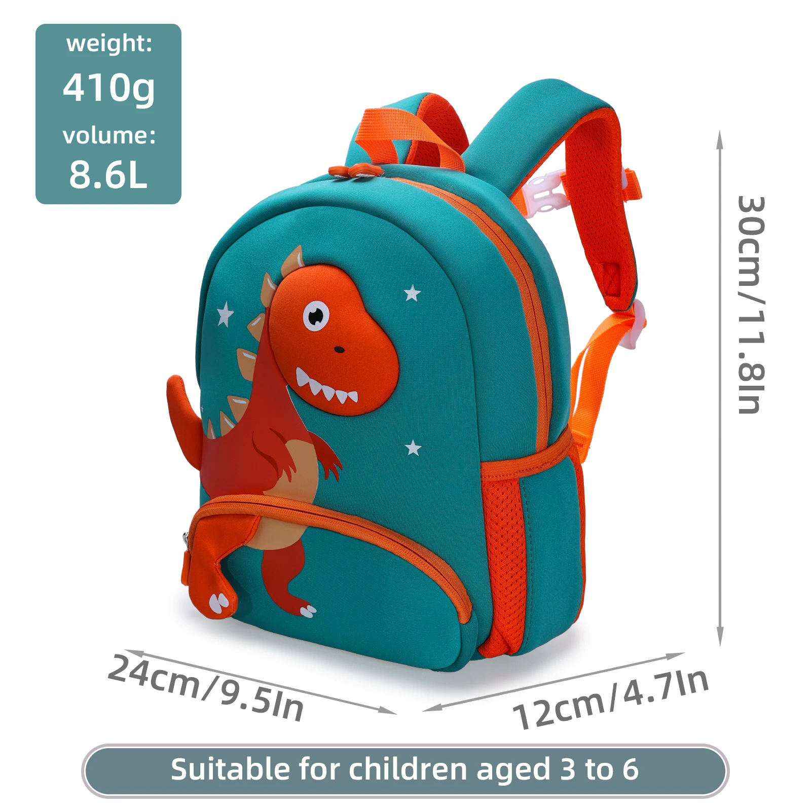 Preschool Backpack Toddler Neoprene dinosaur Schoolbag Lunch backpack for Kids Boys Girls