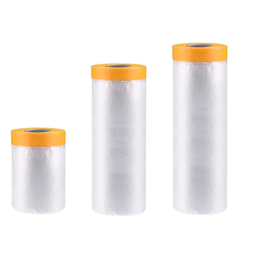 Tape And Drape Pre-Taped Masking Film Paint Adhesive Protective Film Roll for Skirting Frame Car Auto Body Covering