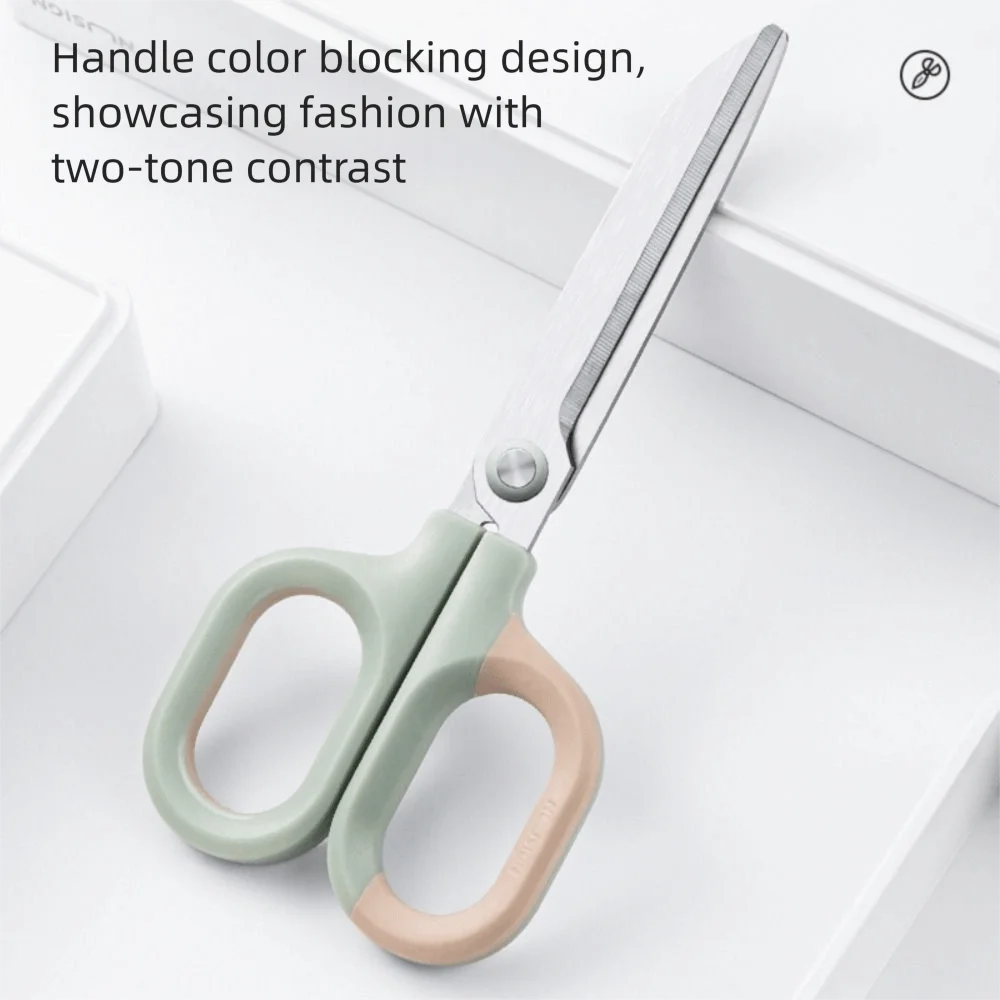 Stainless Steel Stationery Scissors Double Color Large Loop Handle Household Scissors 18cm Hitting Color Paper Scissors