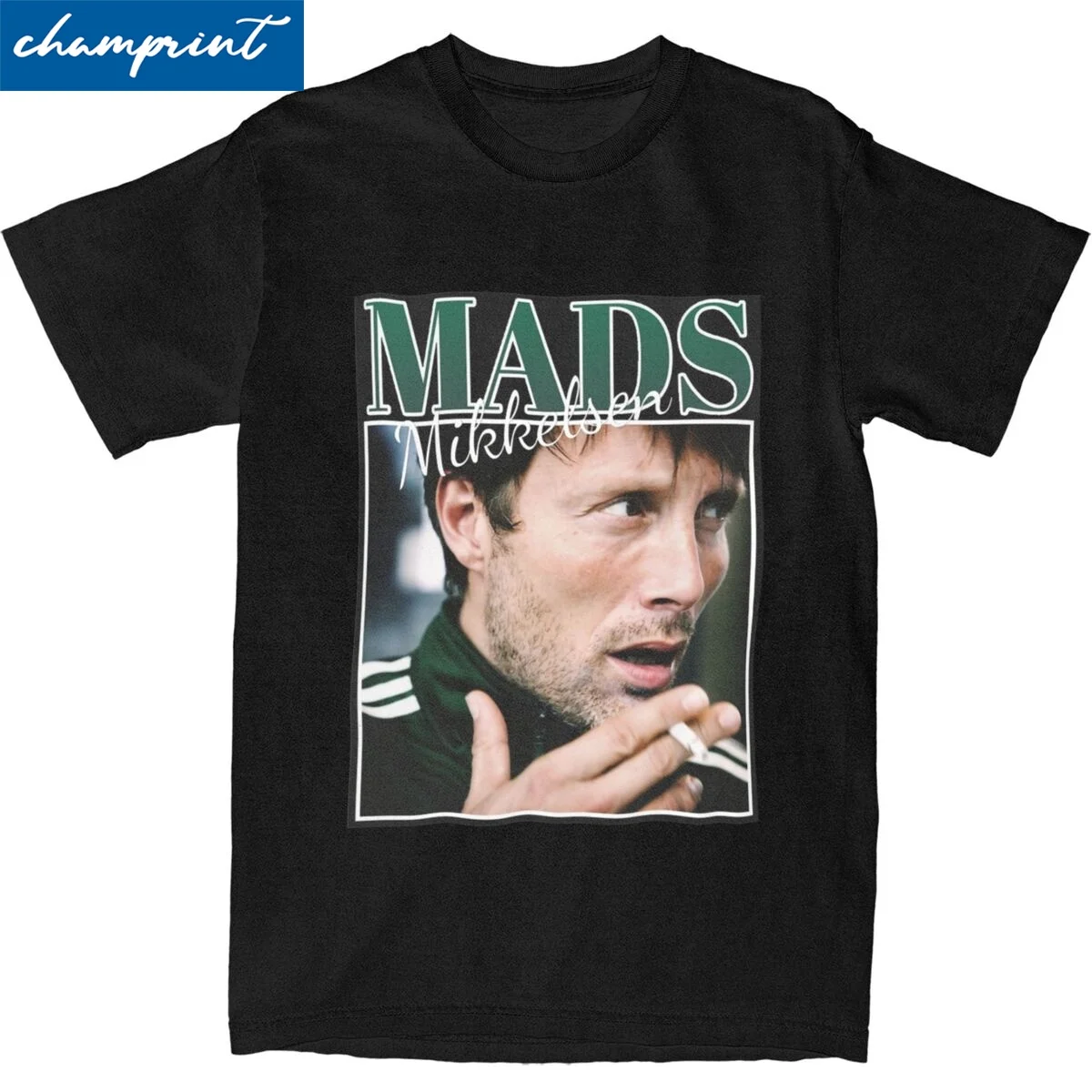 

90's Vintage Mads Mikkelsen T Shirt Men Women's Cotton Novelty T-Shirts Round Neck Hannibal Lecter Tees Short Sleeve Clothes