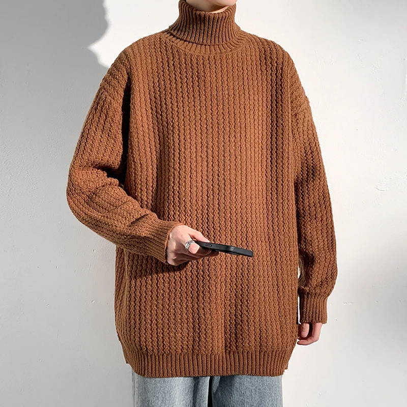 Sweater men 2025 New Men Knitwear Solid High Neck Sweater Soft Warm Comfortable Winter Pullover Fashion Casual Warm Sweater