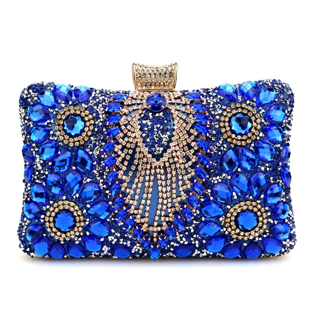 Bolsos de noche con diamantes de imitación para mujer, bolso de mano pequeño de lujo con purpurina para fiestas, clubes de boda