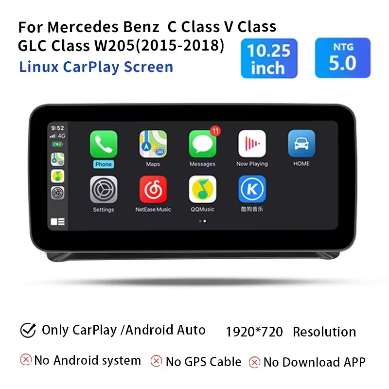 12,8 inch 2400*900 touchscreen Android 14 autoradio voor Mercedes Benz C V GLC Klasse W446 W447 X253 W205 S205 2015-2018 NTG5.0 multimediascherm