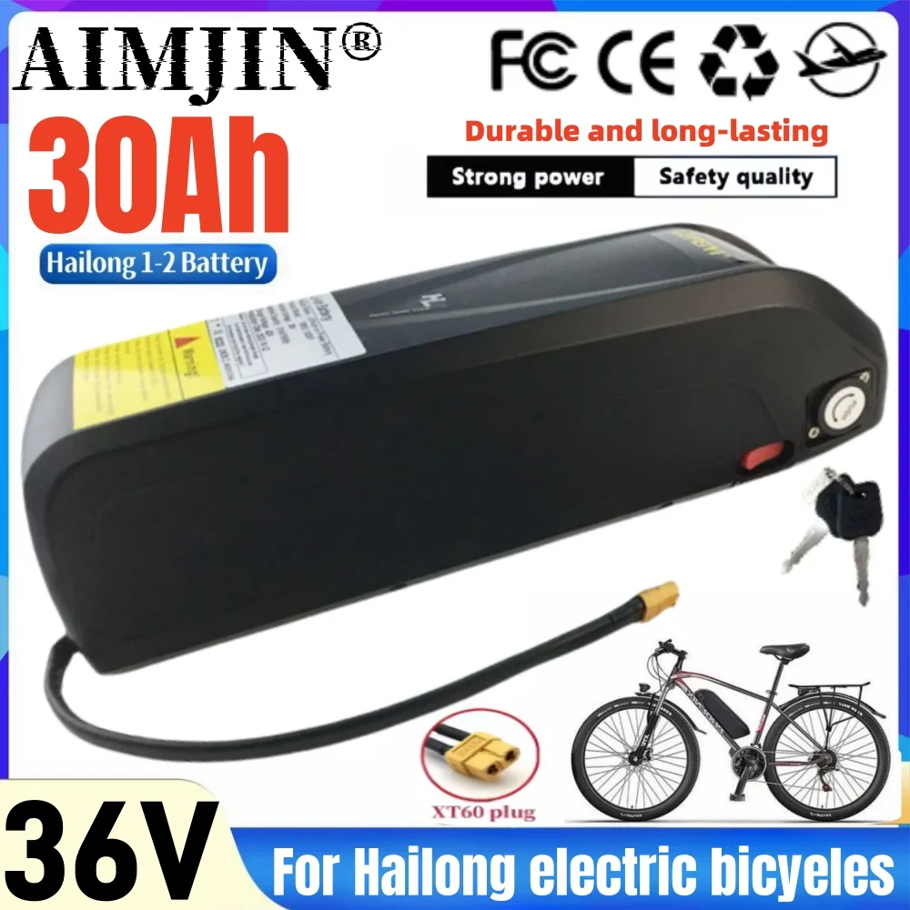 

100% Original 36V 30Ah Hailong 1 and Type 2 Battery WithBMS ，For 350W 500W 750W 1000W motor Electric Mountain Bike