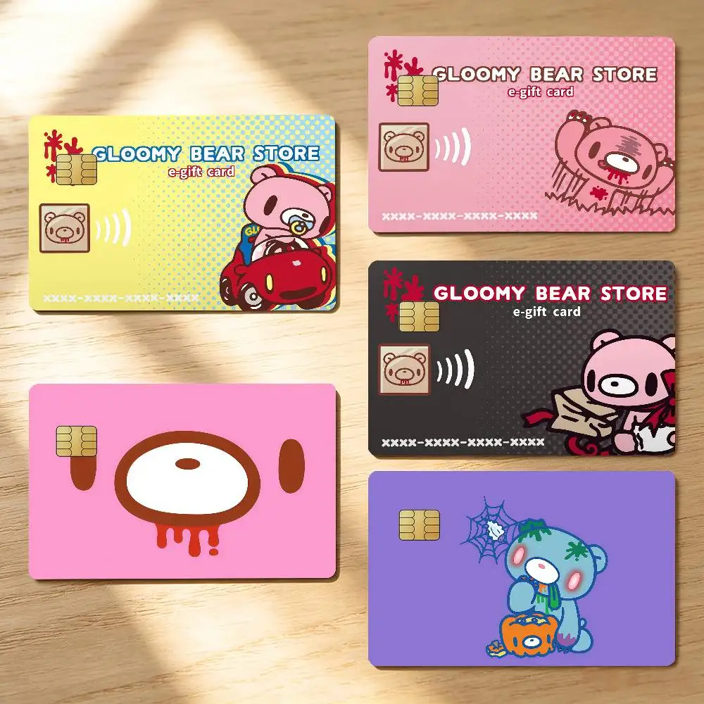 Cute G-Gloomy Bear Credit Skin Cover Card Stickers 4PCS Film Bus Pass Front Decoration Bank Debit Waterproof